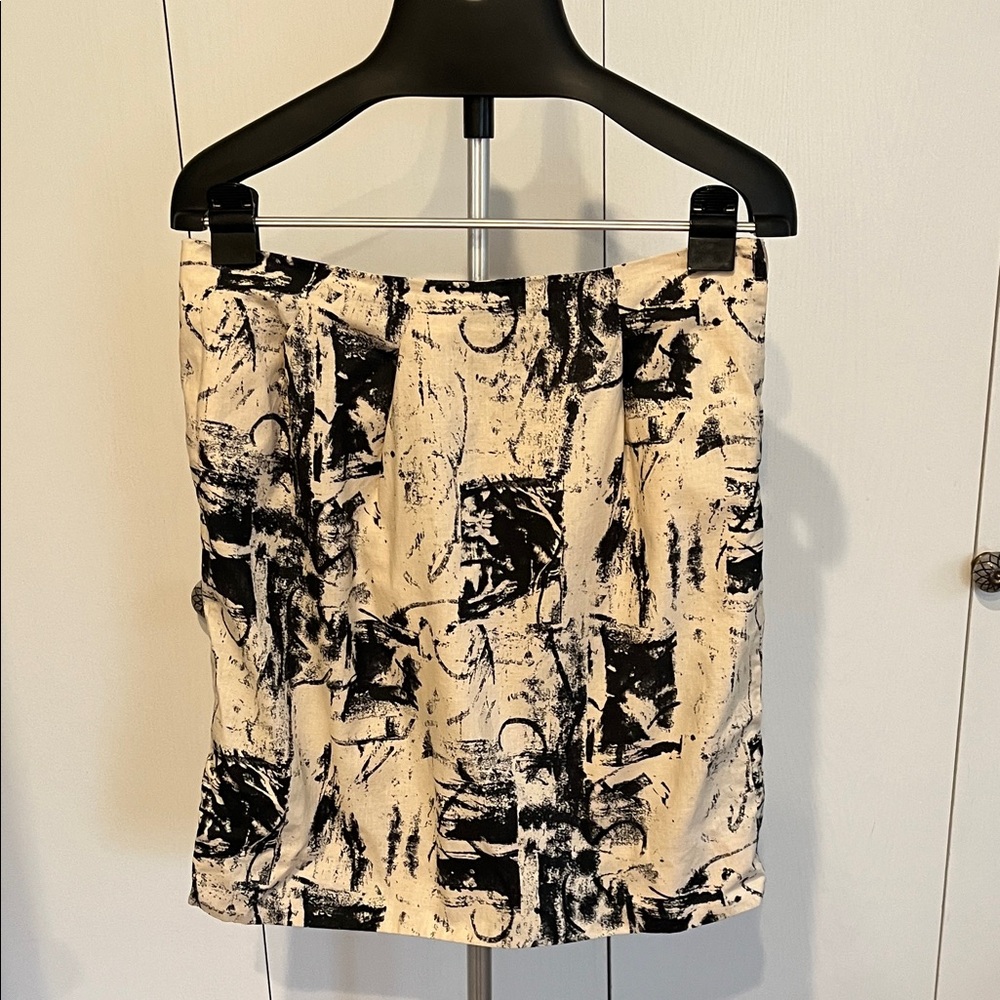 Marni Black and Cream Cotton Abstract Midi Skirt Size 44/ M